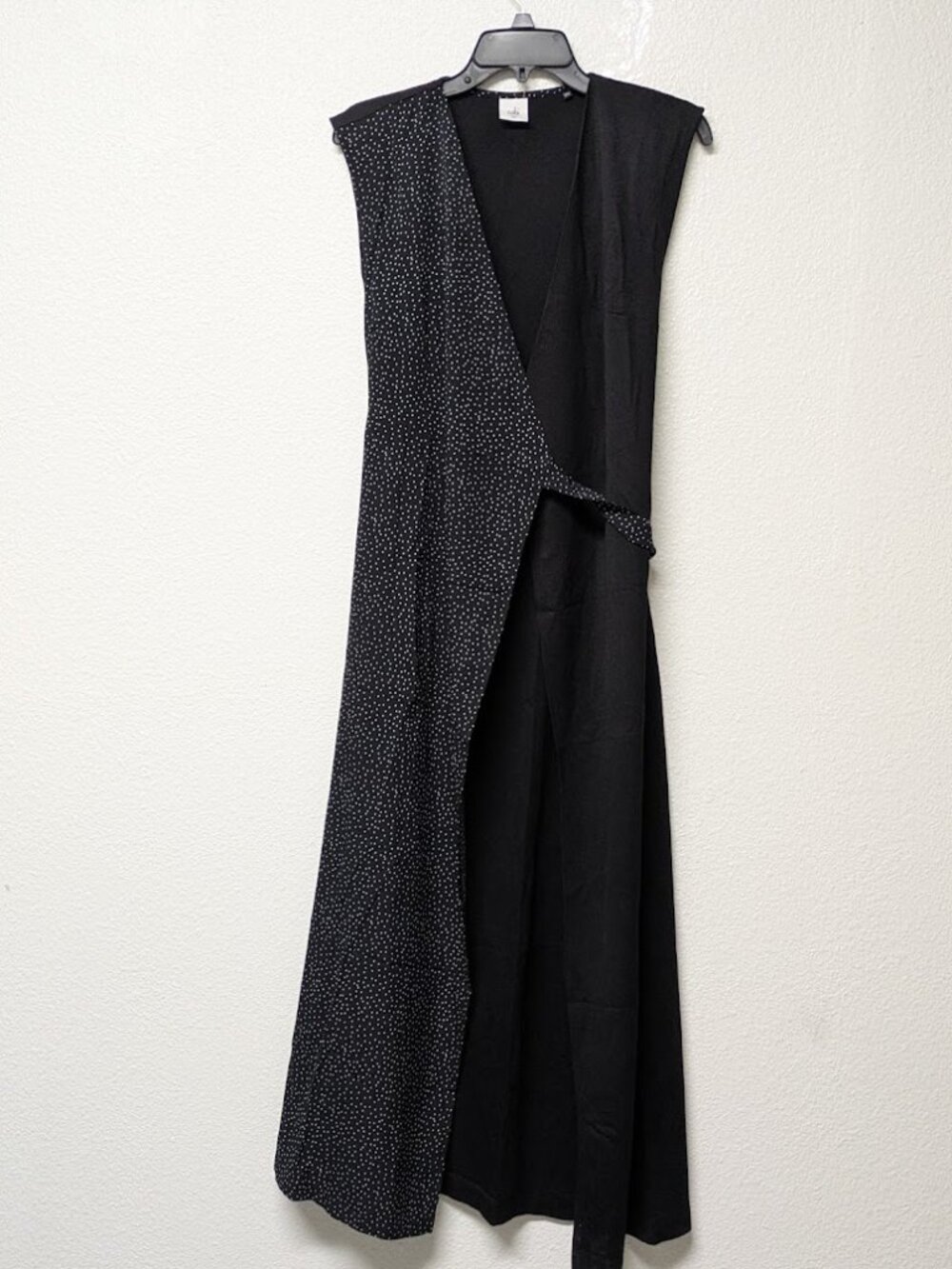 Cabi Black & White Polka Dot Sleeveless Disco Wrap Maxi Dress - XS
